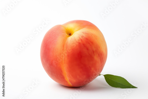 Single peach fruit, isolated white background