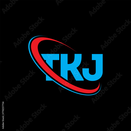 TKJ logo. TKJ letter. TKJ letter logo design. Initials TKJ logo linked with circle and uppercase monogram logo. TKJ typography for technology, business and real estate brand. photo