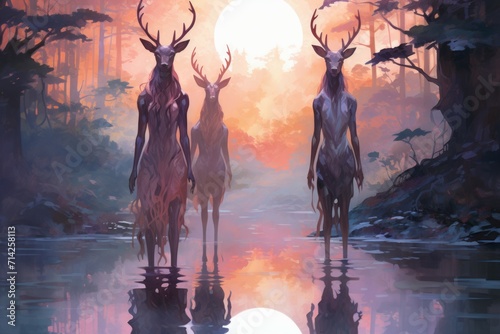 Elusive twilight fauns, guardians of the boundary between day and night - Generative AI