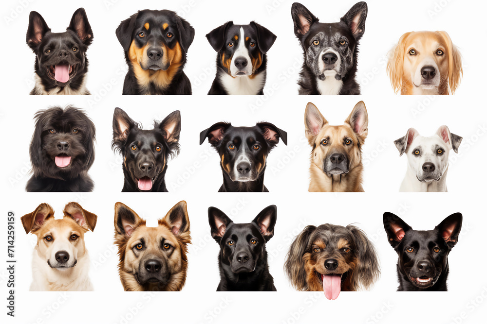 multiple dogs pattern. Some dogs with white Background. Generated AI