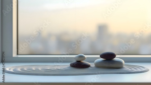a couple of rocks sitting on top of a table photo