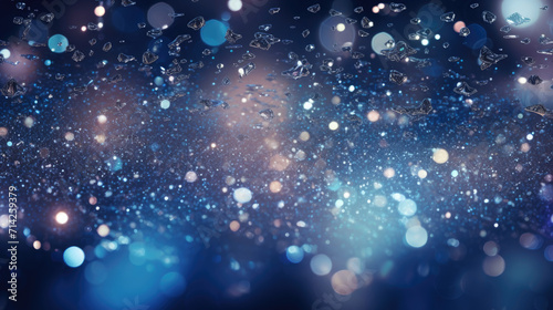 Sky textured space background with blue glittering defocused lights