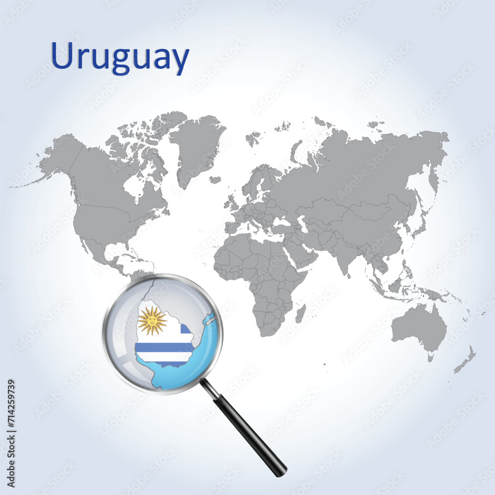 Magnified map Uruguay with the flag of Uruguay enlargement of maps, Vector Art Magnified map Uruguay with the flag of Uruguay enlargement of maps, Vector Art