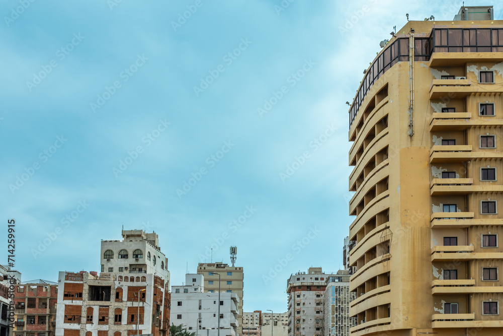 Residential buildings of Al-Balad, downtown central district of Jeddah, Saudi Arabia