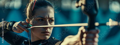 woman shooting an arrow, archer, athlete photo