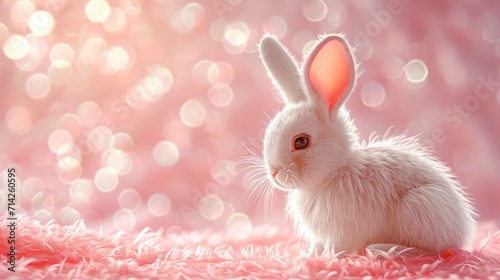 cute Easter bunny on a pastel bokeh background