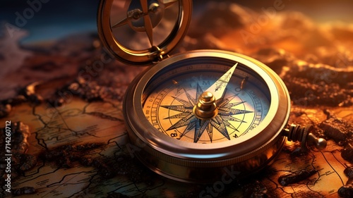 Antique nautical old compass isolated stock photos Ai generated art