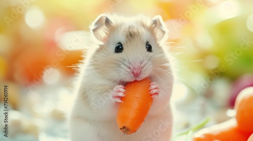 Hamster eating a Baby carrot photo