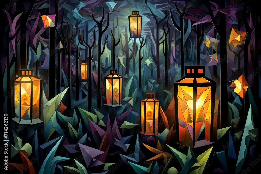 Mystical firefly lanterns, guiding lost souls through the depths of the enchanted forest - Generative AI Mystical firefly lanterns, guiding lost souls through the depths of the enchanted forest - Generative AI