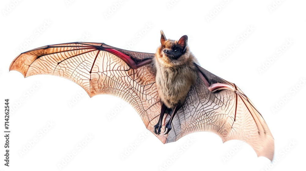 Obraz premium A bat soaring through the air with its wings spread wide. Perfect for Halloween-themed designs or nature illustrations