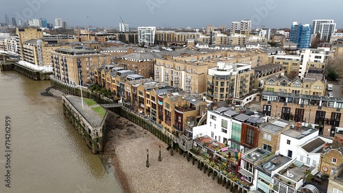 Photography Thames riverside apartments Limehouse East London drone,aerial .