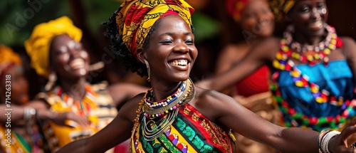 The rich cultural heritage of Africa by showcasing traditional clothing, dance, and art. photo