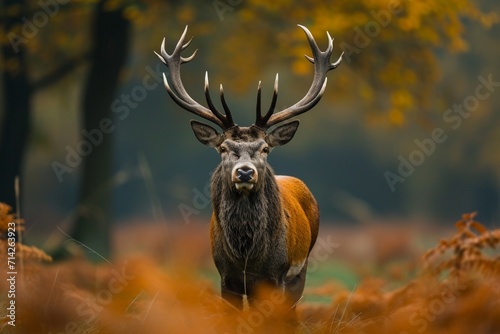 Portrait of majestic red deer stag in Autumn Fall © Alizeh