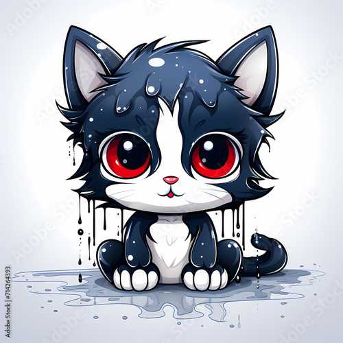 Beautiful cute cat water co...