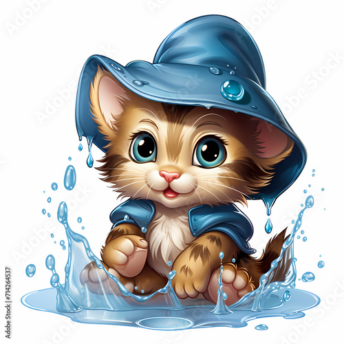 Beautiful cute cat water co...