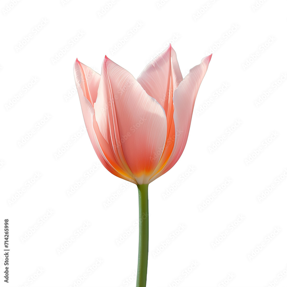 A single pink tulip flower on a transparent background png isolated