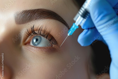 A close-up image of someone receiving an injection. Suitable for medical, healthcare, or vaccination-related concepts