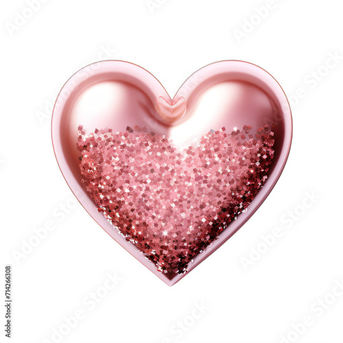 A pink heart with glitter on a transparent background png isolated