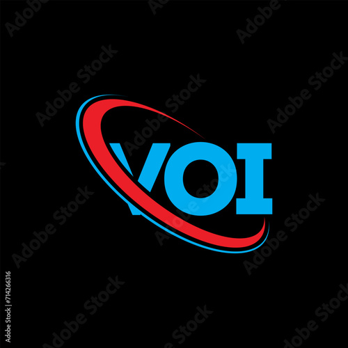 VOI logo. VOI letter. VOI letter logo design. Initials VOI logo linked with circle and uppercase monogram logo. VOI typography for technology, business and real estate brand.