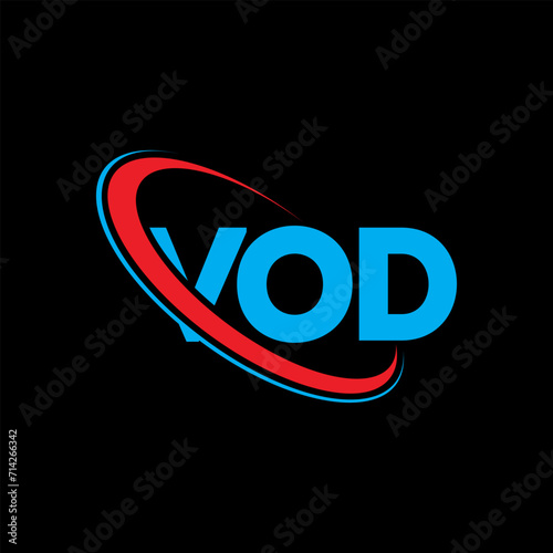 VOD logo. VOD letter. VOD letter logo design. Initials VOD logo linked with circle and uppercase monogram logo. VOD typography for technology, business and real estate brand.