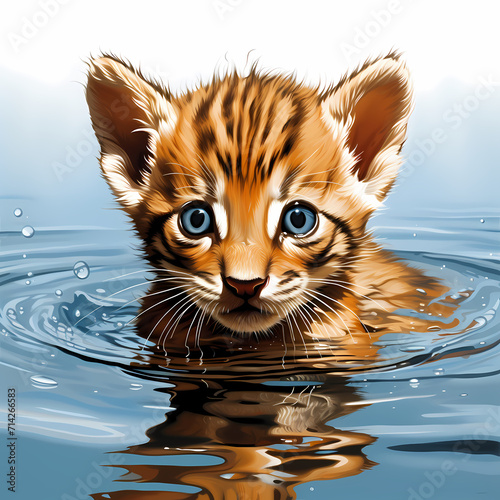 A cute cat face watercolor ...