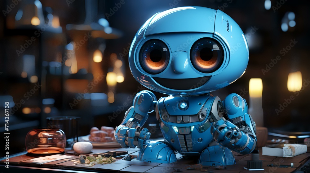 3D Rendering - Smiling Robot with Mock-up Texts
3D Rendering - Smiling Robot with Mock-up Texts
