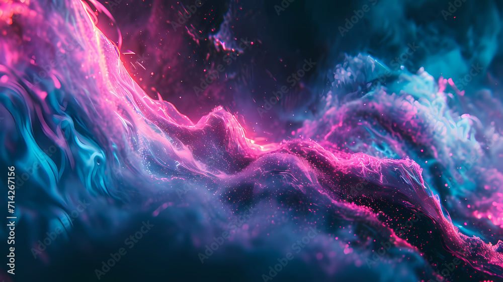 Neon synthwave abstract digital background with a futuristic edge