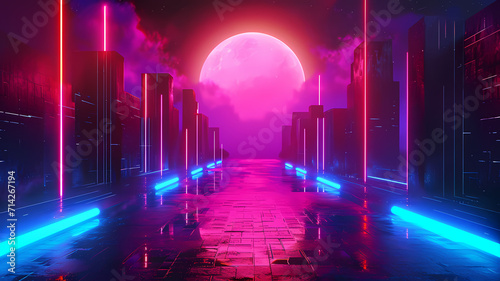 Abstract background channeling futuristic digital art with synthwave color schemes