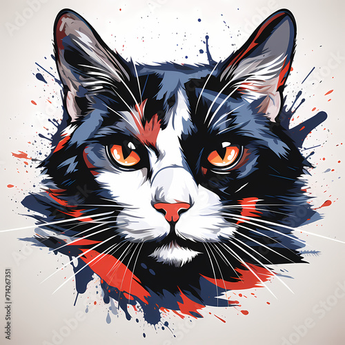A cute cat face watercolor ...