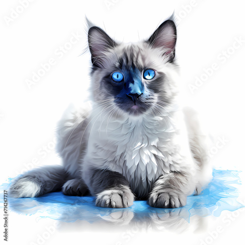 A cute cat face watercolor ...