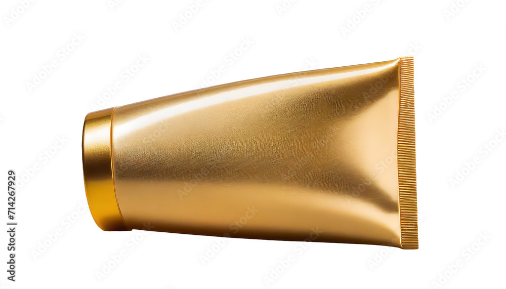 Realistic golden cosmetic tube isolated on transparent background. Realistic golden cosmetic tube isolated on transparent background.