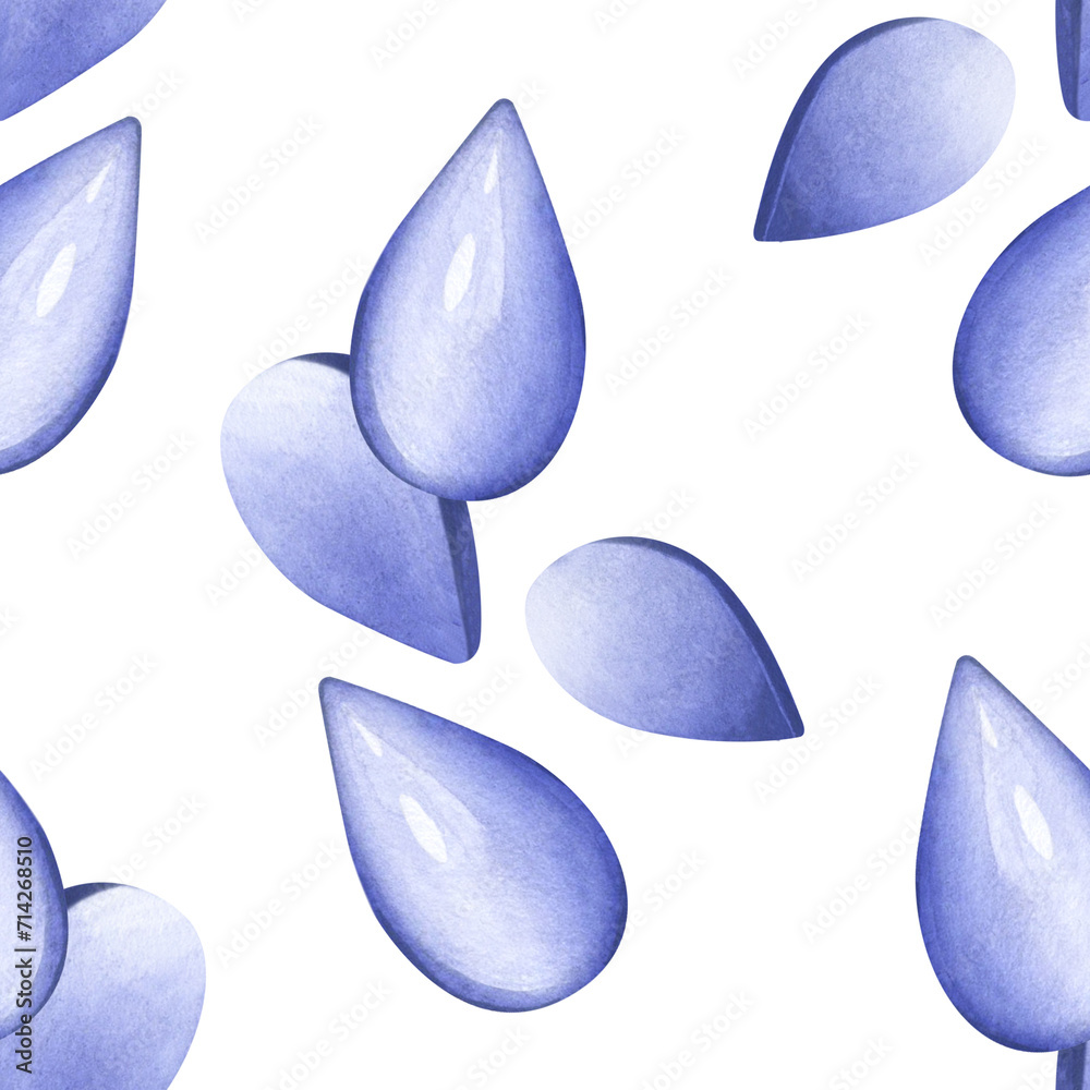 Purple wax granules. Melting wax in the form of drops. Depilation, body hair removal. Seamless pattern. Watercolor illustration for background design, packaging, textiles - obrazy, fototapety, plakaty 