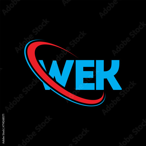 WEK logo. WEK letter. WEK letter logo design. Initials WEK logo linked with circle and uppercase monogram logo. WEK typography for technology, business and real estate brand. photo