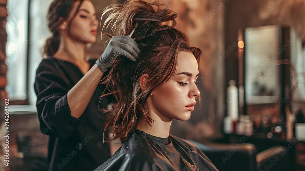 Professional Stylist Creating Elegant Hairstyle Professional Stylist Creating Elegant Hairstyle