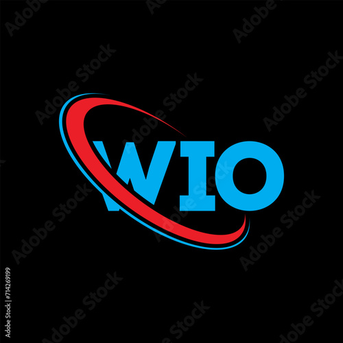 WIO logo. WIO letter. WIO letter logo design. Initials WIO logo linked with circle and uppercase monogram logo. WIO typography for technology, business and real estate brand.