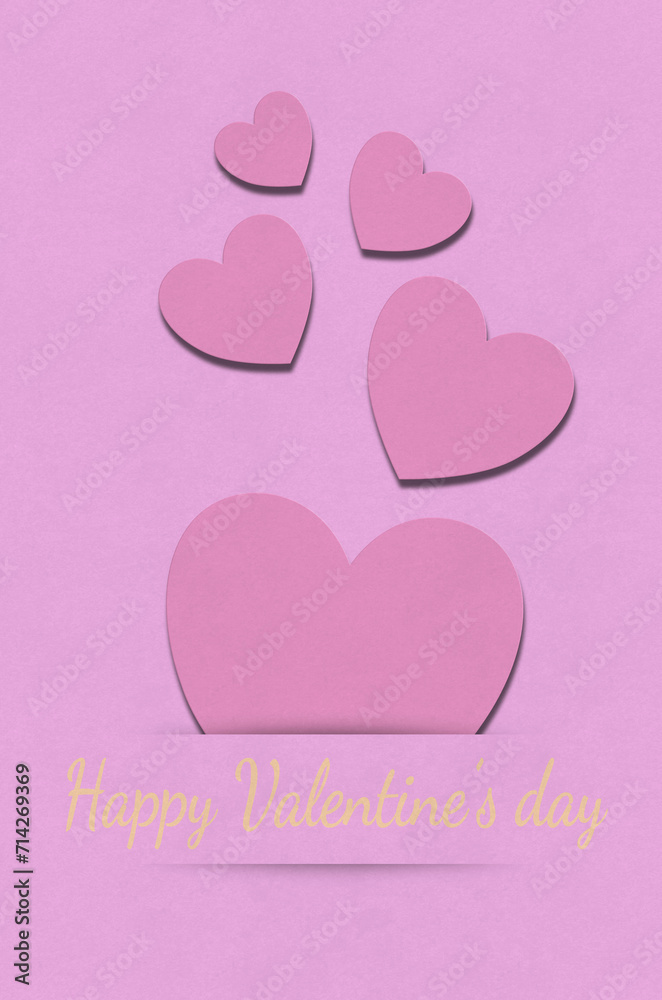Paper cut with heart shape. Illustration for Saint Valentine Day, Anniversary, greeting card.
