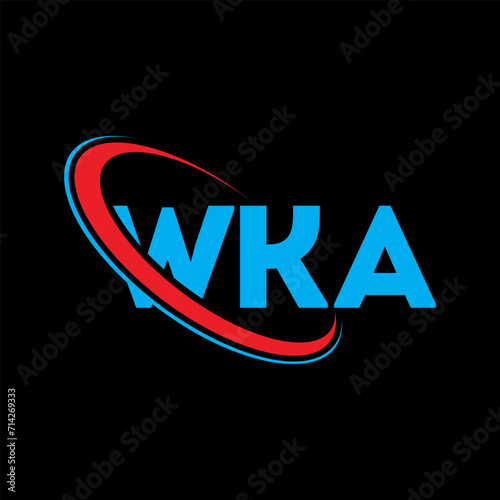 WKA logo. WKA letter. WKA letter logo design. Initials WKA logo linked with circle and uppercase monogram logo. WKA typography for technology, business and real estate brand. photo