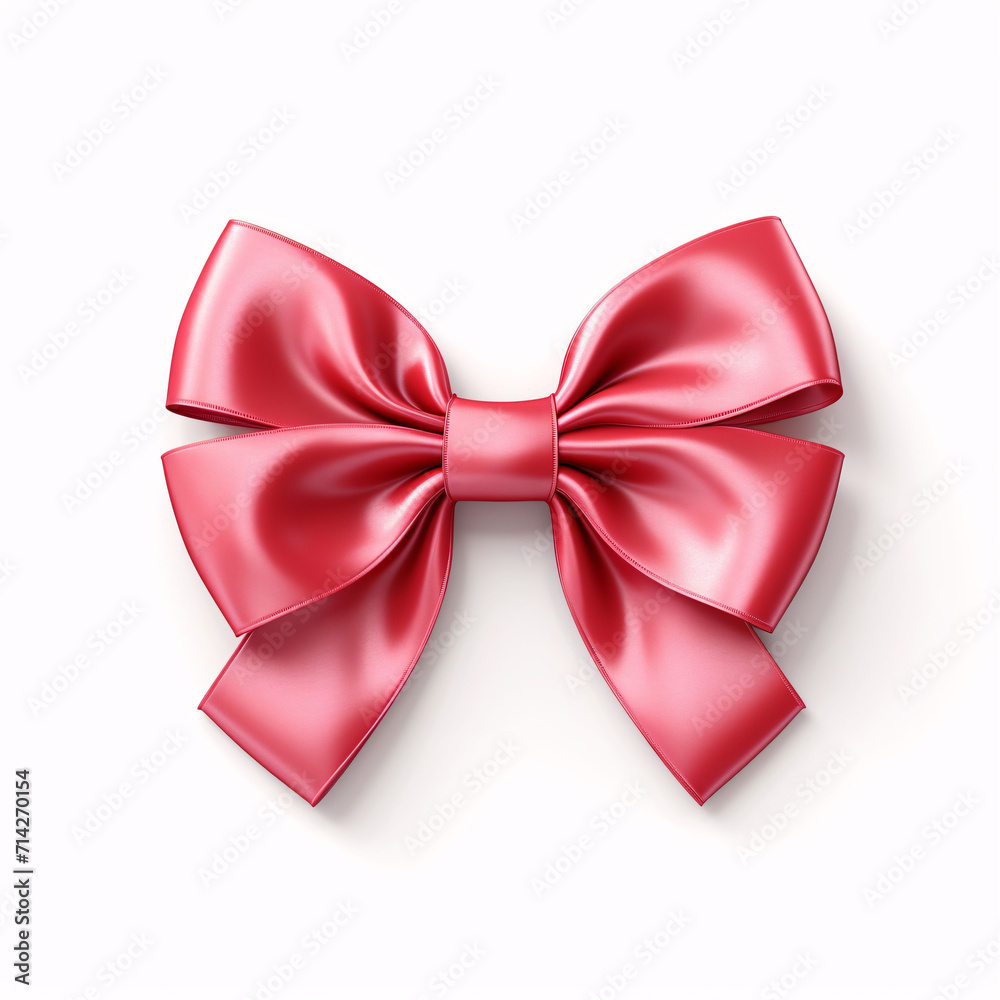 red ribbon with bow isolated on white background