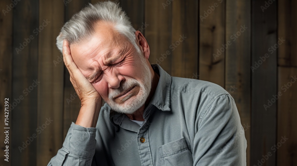 Elderly Man Rubbing Hard Pain in Neck and Massaging Tense Muscles AI Generated Elderly Man Rubbing Hard Pain in Neck and Massaging Tense Muscles AI Generated