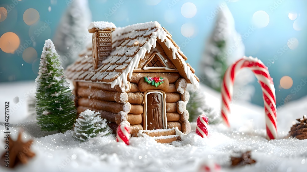 a gingerbread house with candy canes and a candy cane a gingerbread house with candy canes and a candy cane