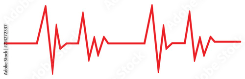 Red heartbeat icon. Heartbeat sign in flat design. Heartbeat line. Pulse trace. ECG and Cardio symbol. Healthy and Medical concept. Vector illustration.