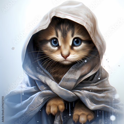 Beautiful cute cat water co...