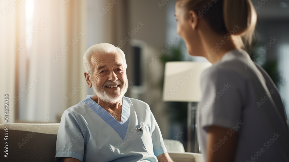 Calm Nurse Talking to Elderly Patient AI Generated