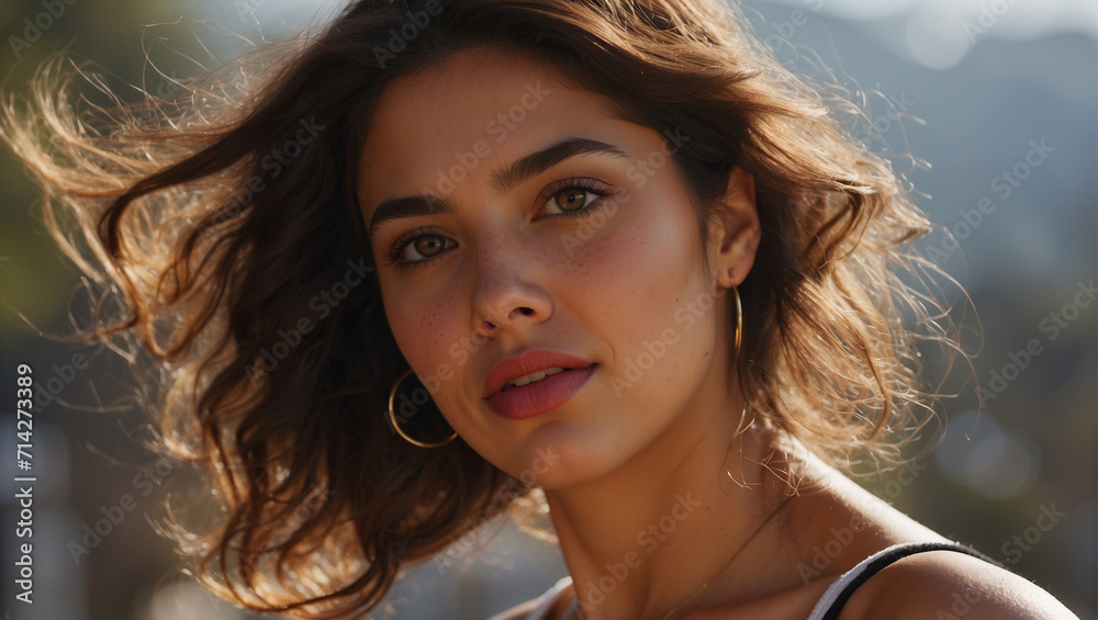 Portrait of a Beautiful Young Brunette Israeli Jewish Model Woman Posing for Tourism Campaign Portrait of a Beautiful Young Brunette Israeli Jewish Model Woman Posing for Tourism Campaign