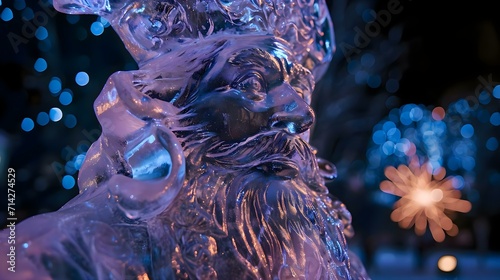 a close up of an ice sculpture of a dog photo