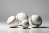 Baseballs near base on white background. Sports gear. Generative AI