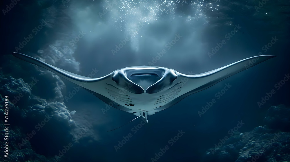a manta ray swimming in the ocean - obrazy, fototapety, plakaty 