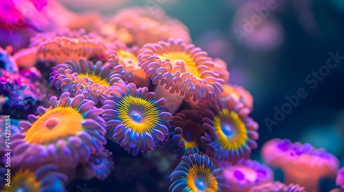 a close up of a bunch of colorful corals