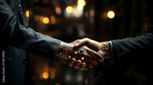 Business Handshake Between Robot and Human Partnership © Umar