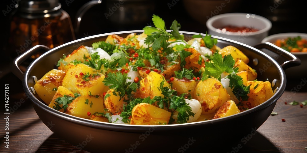 Aloo Gobi Elegance - Culinary Fusion of Potatoes and Cauliflower, 